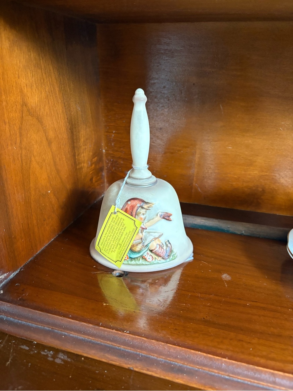 Hummel Cream Ceramic Bell with Multicolor Figural Accent